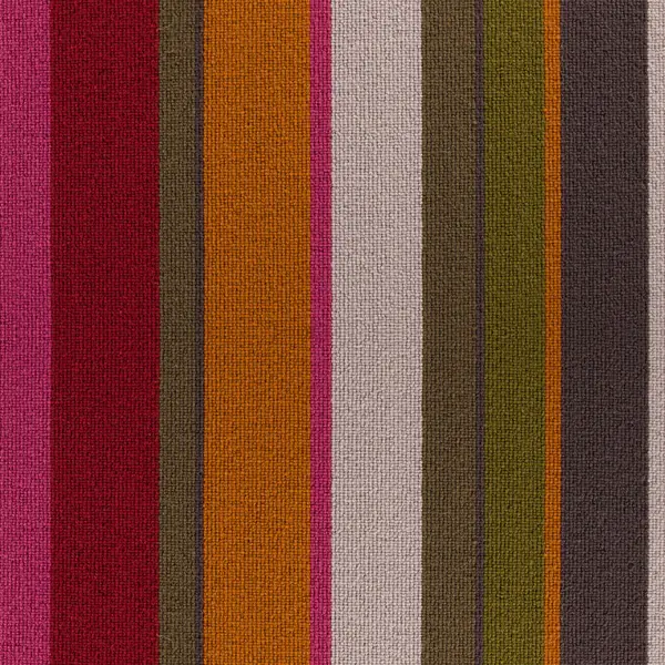 wool carpet with vertical bands of magenta, deep red, orange, olive, and taupe.